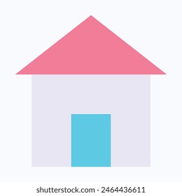 Home Button Icon, House, Building, Flat Style Isolated Vector Icon.