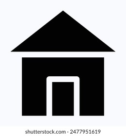 Home Button Icon, House, Building, Isolated Silhouette Vector Icon.