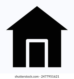 Home Button Icon, House, Building, Isolated Silhouette Vector Icon.
