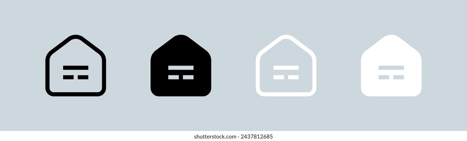 Home button icon set in black and white. House signs vector illustration.