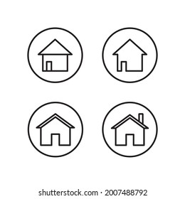 Home Button Icon Set Collection Design Vector Graphic Illustration Template In Trendy Flat Style Sign And Symbol . Suitable for website design, logo, app, and ui. EPS 10.