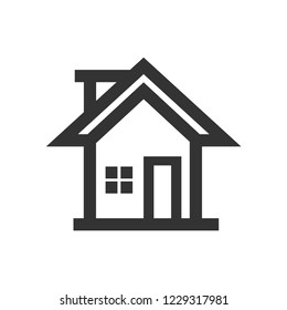 Home button icon in thick outline style. Black and white monochrome vector illustration.