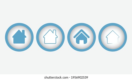 Home Button Icon. Vector Illustration. app development and website design. Circle Button. Vector Illustration. self-isolation and staying at home