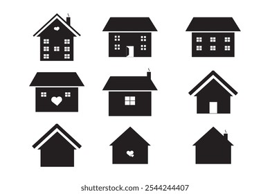 Conjunto de iconos de Botón para el hogar. Icono de la página de inicio. Símbolos simples de la casa. Icono de construcción. Ilustración vectorial.