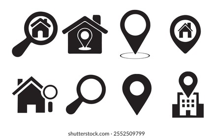 Home button icons set. Home page icon. Simple house symbols. Building icon. Vector illustration.