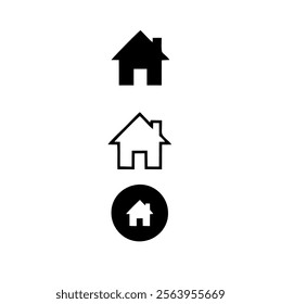 Home button icons set. Home page icon. Simple house symbols. Building icon. Vector illustration