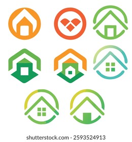 Home button icons set. Home page icon. Simple house symbols. Building icon. Vector illustration. Web home icon for apps and websites. Collection home icons. House symbol. 