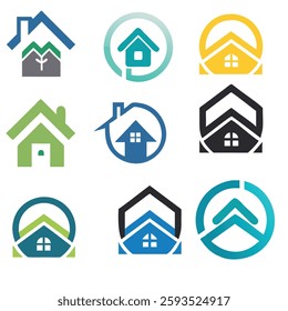Home button icons set. Home page icon. Simple house symbols. Building icon. Vector illustration. Web home icon for apps and websites. Collection home icons. House symbol. 