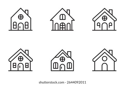 Home button icons set. Home page icon. Simple house symbols. Building icon. Vector illustration.
