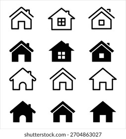 Home button icons set. Home page icon. Simple house symbols. Building icon