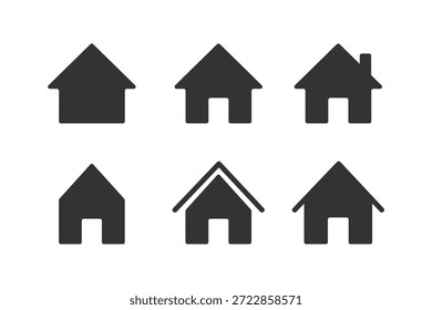 Home-Schaltflächen-Symbole festgelegt. Homepage-Symbol. Einfache Haussymbole