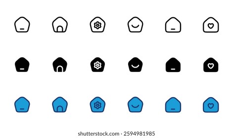 Home button icons set. Simple house symbols. Building icon.