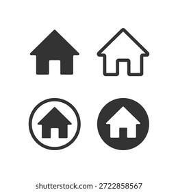 Home-Schaltflächen-Symbole festgelegt. Einfaches Homepage-Symbol. Einfache Haussymbole