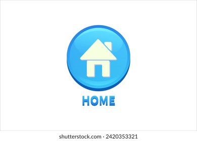 Home Button Interface Flat Sticker Design