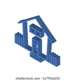 Home button isometric left top view 3D icon