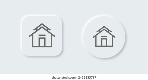 Home button line icon in neomorphic design style. House signs vector illustration.