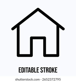 Home Button Lineal Icon For User Interface, Isolated Vector Editable Stroke Icon.