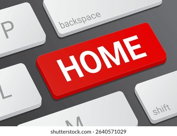 Home Button on Computer Keyboard with Blue Key and White Text for Website Interface or Internet Navigation Concept Illustration