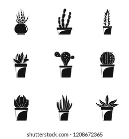 Home cacti icon set. Simple set of 9 home cacti vector icons for web design on white background