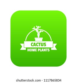 Home cactus icon green vector isolated on white background