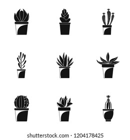 Home cactus plant icon set. Simple set of 9 home cactus plant vector icons for web design on white background