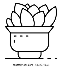 Home cactus pot icon. Outline home cactus pot vector icon for web design isolated on white background