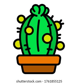 Home cactus pot icon. Outline home cactus pot vector icon for web design isolated on white background