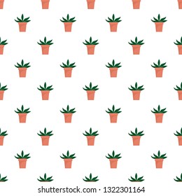 Home cactus pot pattern seamless vector repeat for any web design