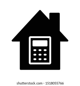 home calculation glyph flat vector icon