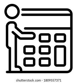 Icono de calculadora de inicio. Icono de vector de la calculadora del hogar de contorno para diseño web aislado en fondo blanco