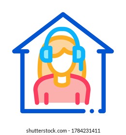 home call center icon vector. home call center sign. color symbol illustration