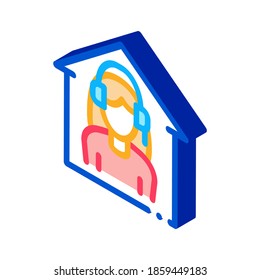 home call center icon vector. isometric home call center sign. color isolated symbol illustration