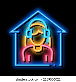 home call center neon light sign vector. Glowing bright icon home call center sign. transparent symbol illustration