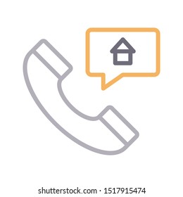 home call colour line vector icon