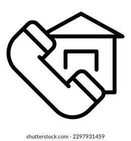 Home call icon outline vector. Online work. Computer stay