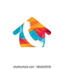 Home call logo design template.  Handset and house vector icon.