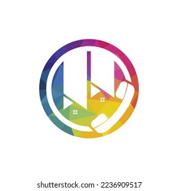 Plantilla de diseño de logotipo vectorial de llamada doméstica. Concepto de logotipo de negocios inmobiliarios.	