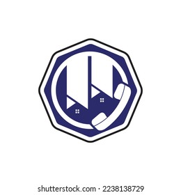 Plantilla de diseño de logotipo vectorial de llamada doméstica. Concepto de logotipo de negocios inmobiliarios.	