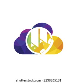 Plantilla de diseño de logotipo vectorial de llamada doméstica. Concepto de logotipo de negocios inmobiliarios.	