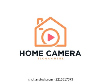 home camera line art logo design