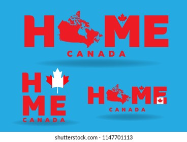 home canada logo concept with map, vector eps 10.