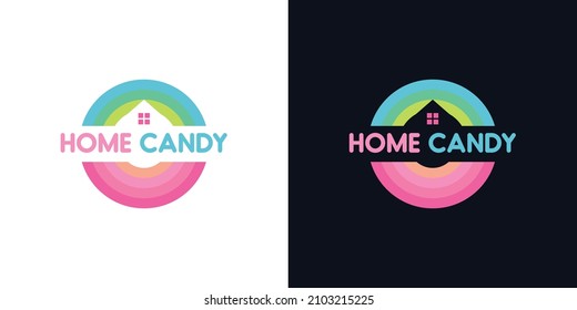 home candy logo set with colorful style