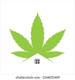 Home Cannabis Logo Vector. Marijuana Logo Design Template Vector Illustrations