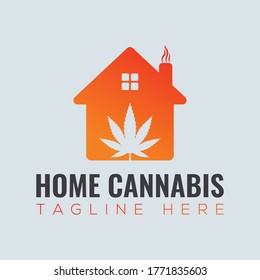 Plantilla de diseño del logotipo del vector del cannabis en el hogar