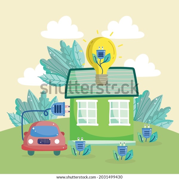 home and car green energy
cartoon