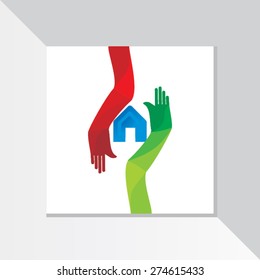 home care by hands vector illustration 