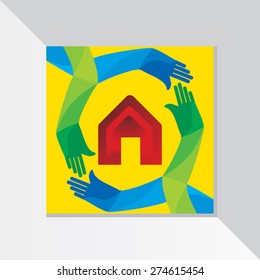 home care by hands vector illustration 