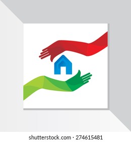 home care by hands vector illustration