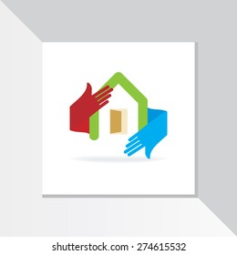 home care by hands vector illustration 