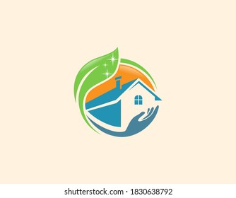 Home care clean logo design illustration	